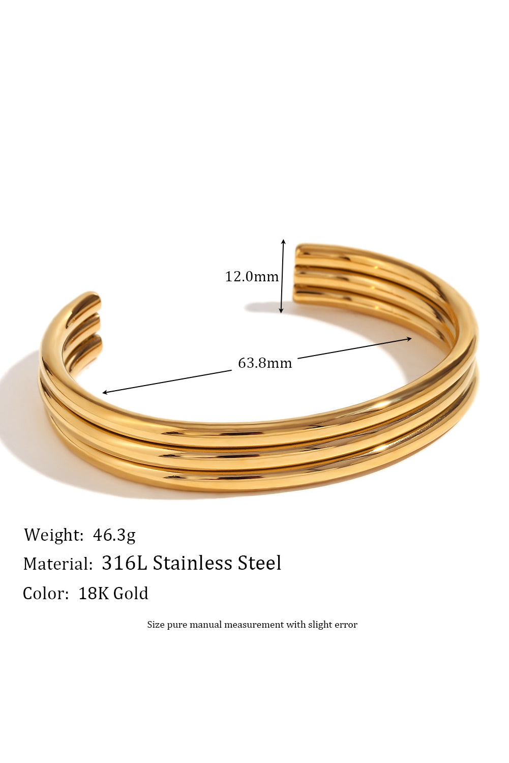 Gold Three Layered Notched Bangle