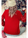 Racing Red Merry Graphic Sequin Sleeve Christmas Sweater