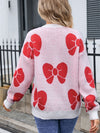  Angel Wings Bow Round Neck Dropped Shoulder Sweater.