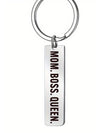 White MOM BOSS QUEEN Keyring