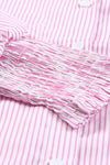 Pink Striped Pocket Button Up Plus Size Shirt