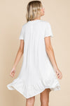 Culture Code Full Size Short Sleeve Ruffled Asymmetric Hem Dress - Cocoa Yacht Club