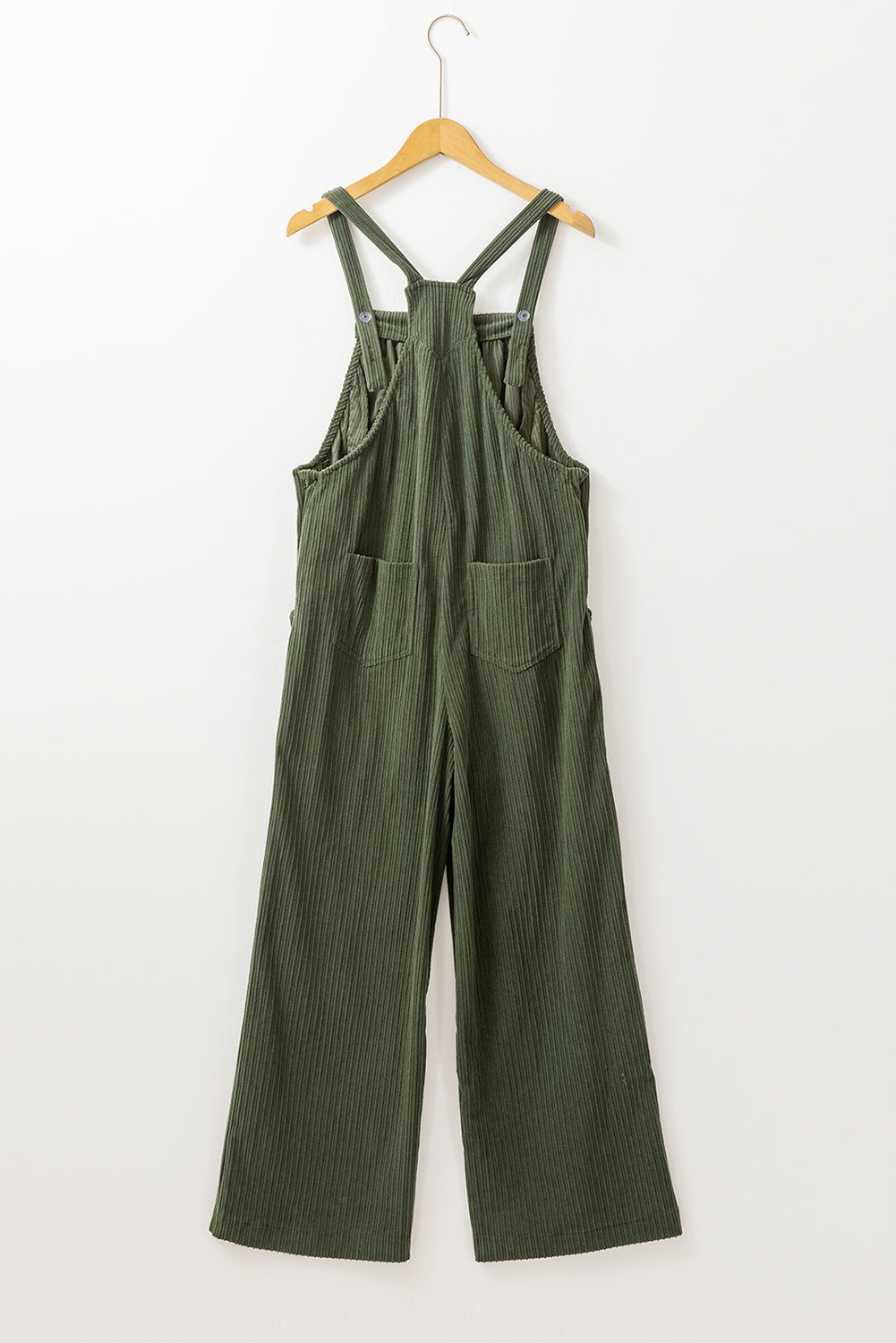 Gray Morn Plain Pocketed Loose Fit Corduroy Overalls