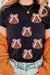 Black Sequin Bow Pumpkin Patched Cotton Blend T Shirt