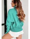 Parchment Quarter Zip Stand Neck Kangaroo Pocket Sweatshirt