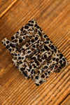 White Leopard Print Cutout Square Hair Claw