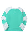 Aruba Blue Colorblock Patchwork Plus Sweatshirt