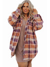 Multicolour Plus Size Plaid Print Collared Button Up Jacket