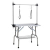 42' Folding Dog Pet Grooming Table Stainless Steel Frame Rubber Mat on Board with Adjustable Arm and Clamps pet dog Cat Grooming Table (SILVER-GRAY COLOR)