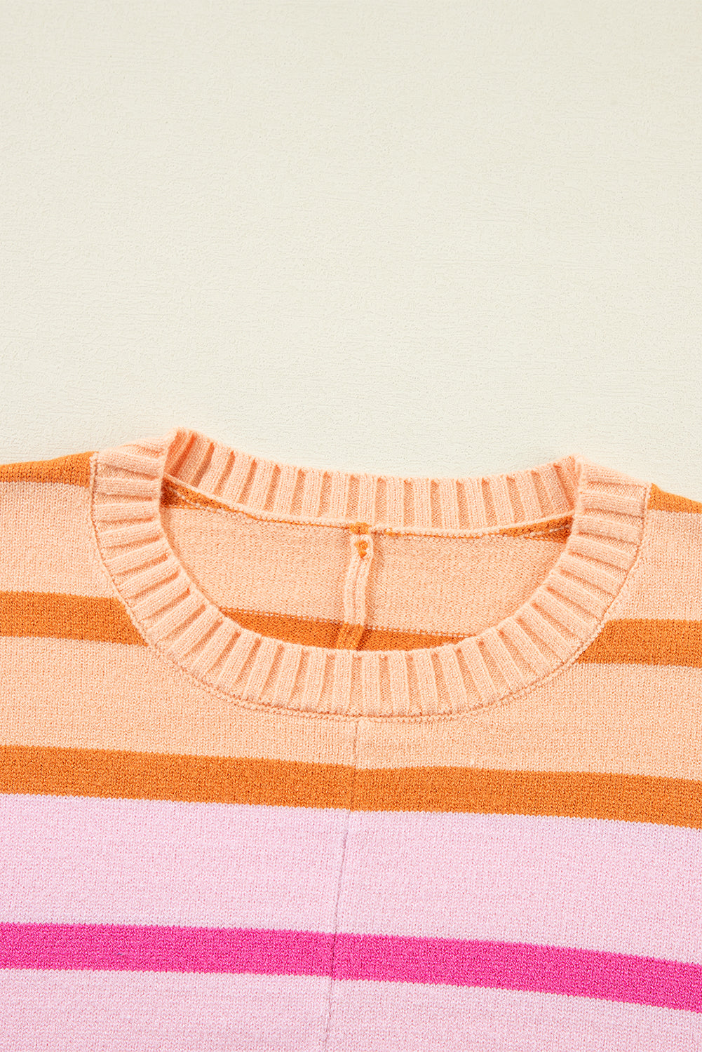 Multicolour Striped Ribbed Edge Gradient Loose Sweater