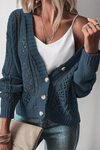 Real Teal Hollow Knit Drop Shoulder Cardigan