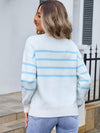 Angel Wings Striped Round Neck Long Sleeve Sweater - Cocoa Yacht Club