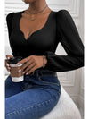 Black V Neck Long Sleeve Bodysuit