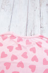 Pink Heart Print Long Sleeve Top and Shorts Loungewear Set