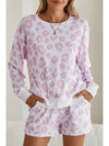 Pink Leopard Print Pullover and Shorts Pajama Set