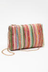 Multicolour Striped Crochet Flapped Single Shoulder Bag