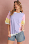 White Colorblock Patchwork Oversized T Shirt