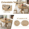 TREXM Farmhouse Dining Table Extendable Round Table for Kitchen, Dining Room(Natural Wood Wash)