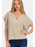 Zenana Short Sleeve Side Slit Sweater - Cocoa Yacht Club