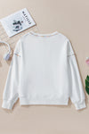 Sweatshirts & Hoodies White Contrast Rainbow Trim Drop Shoulder Pullover Sweatshirt.