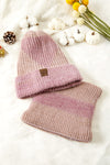 Peach Blossom Winter Beanie Hat and Cozy Sherpa Liner Scarf Set