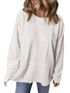 White Solid Color Drop Shoulder Baggy Sweatshirt