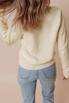 Crochet Flower Round Neck Dropped Shoulder Sweater - Cocoa Yacht Club