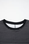 Green Stripe Ruffle Short Sleeve T Shirt Mini Dress