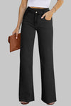 Sky Blue Mid Rise Asymmetrical Waist Wide Leg Jeans