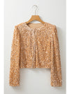 Golden Fleece Sequin Open Front Collarless Jacket