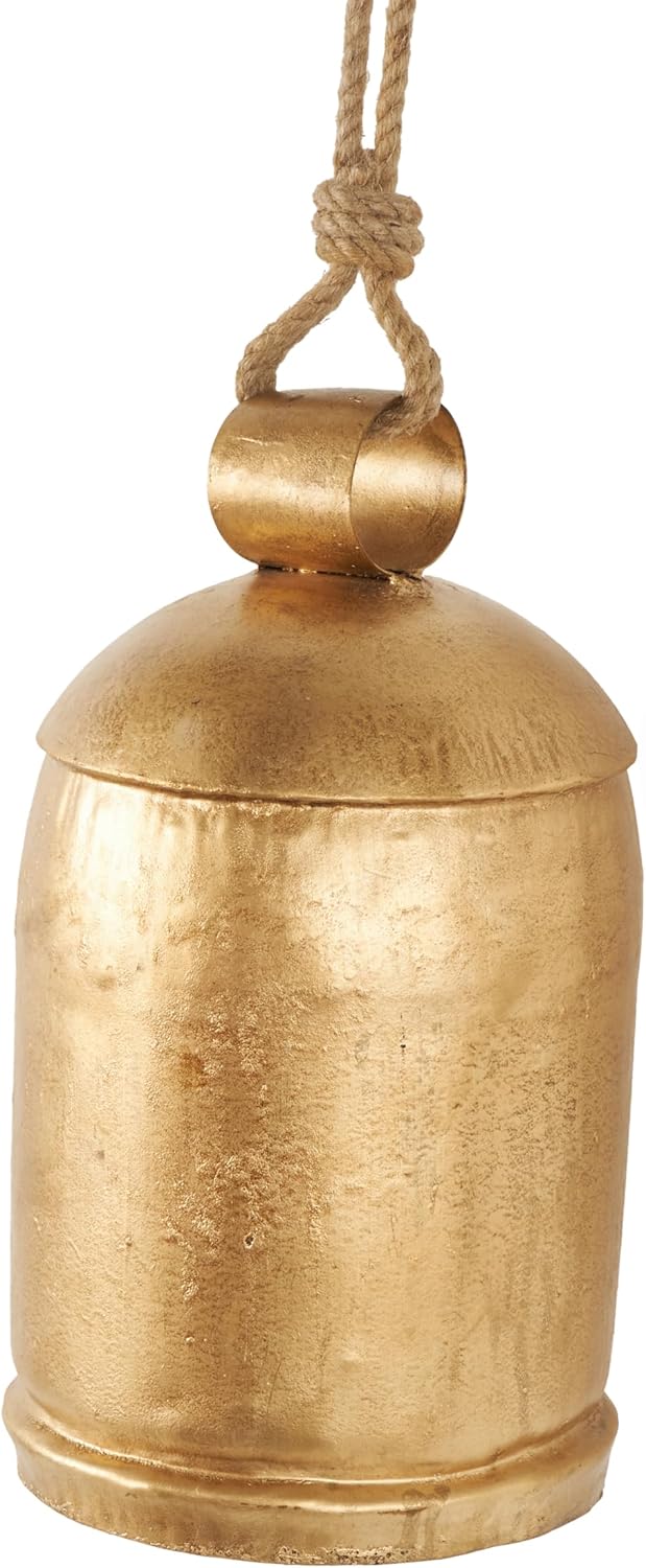 Deco 79 Gold Metal Tibetan Inspired Decorative Giant XL Cow Bells