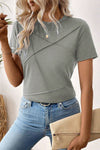 Medium Grey Solid Color Round Neck T Shirt