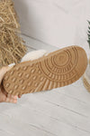 Camel Suede Fuzzy Winter Warm Platform Slippers