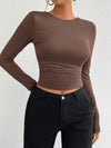 Devine Backless Round Neck Long Sleeve T-Shirt - Cocoa Yacht Club