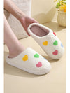 White Colorful Heart Shape Slip On Plush Winter Slippers