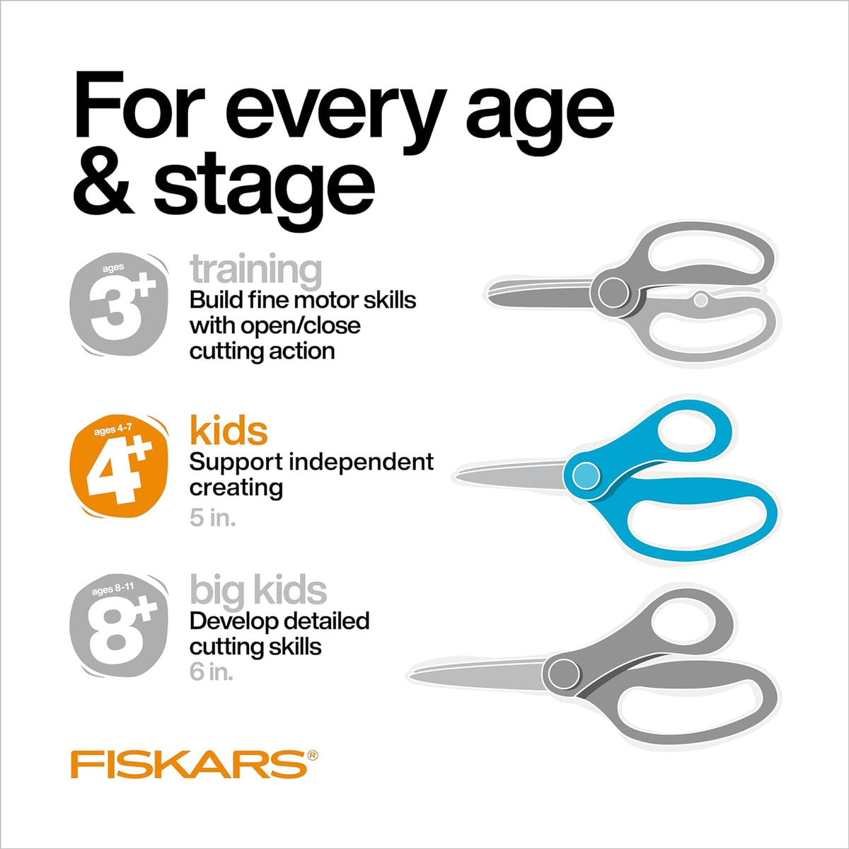 Pointed-Tip Scissors for Kids 4-7 (3-Pack)