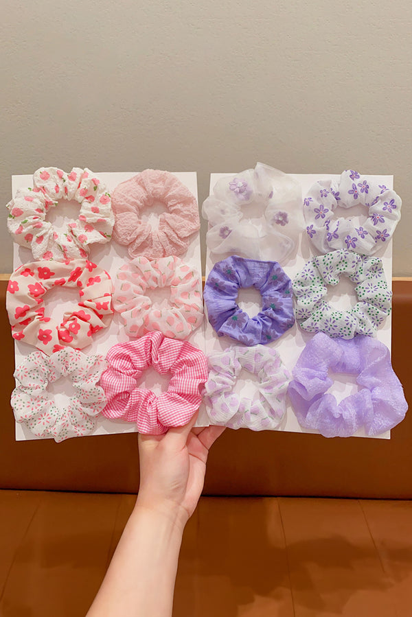 Wisteria 6pcs Floral Print Elastic Scrunchie