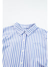 Sky Blue Stripe Dolman Sleeve Oversized Blouse