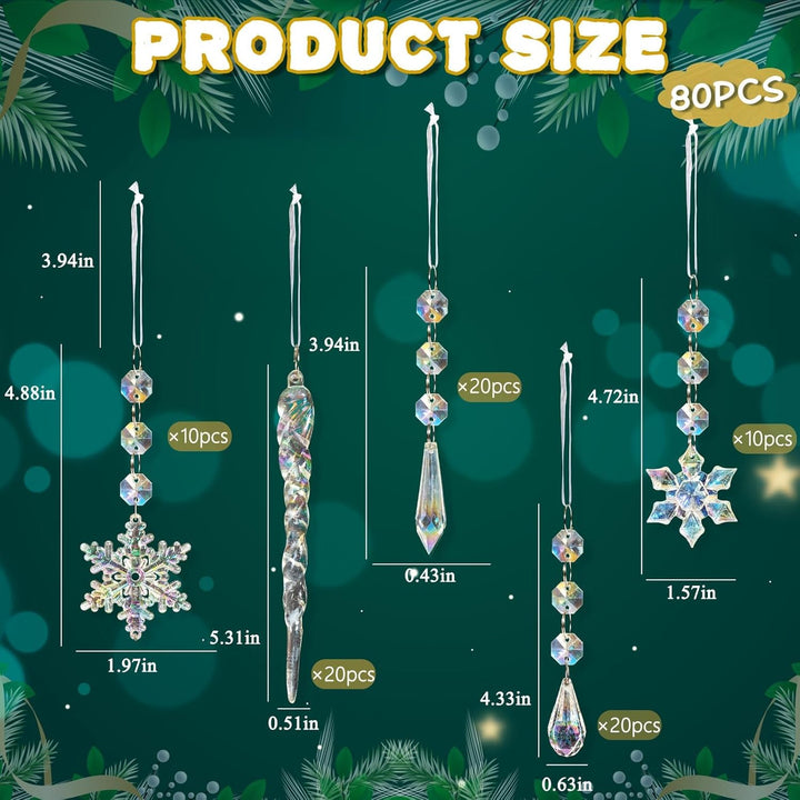 18pcs Christmas Tree Decoration Crystal Ornaments