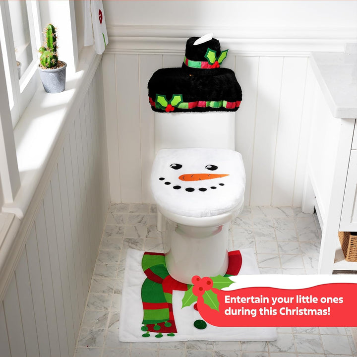5 Pieces Christmas Theme Bathroom Decoration