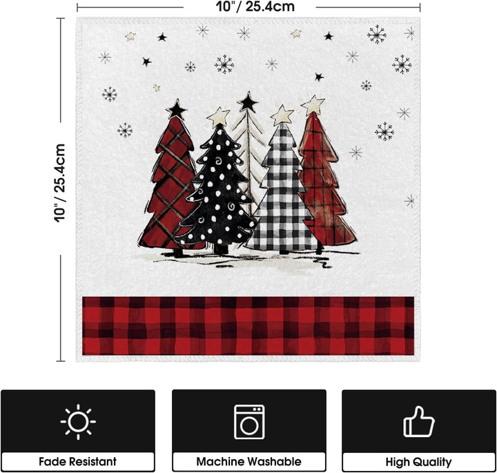 Artoid Mode Red Black Buffalo Plaid Snowman, Set of 4
