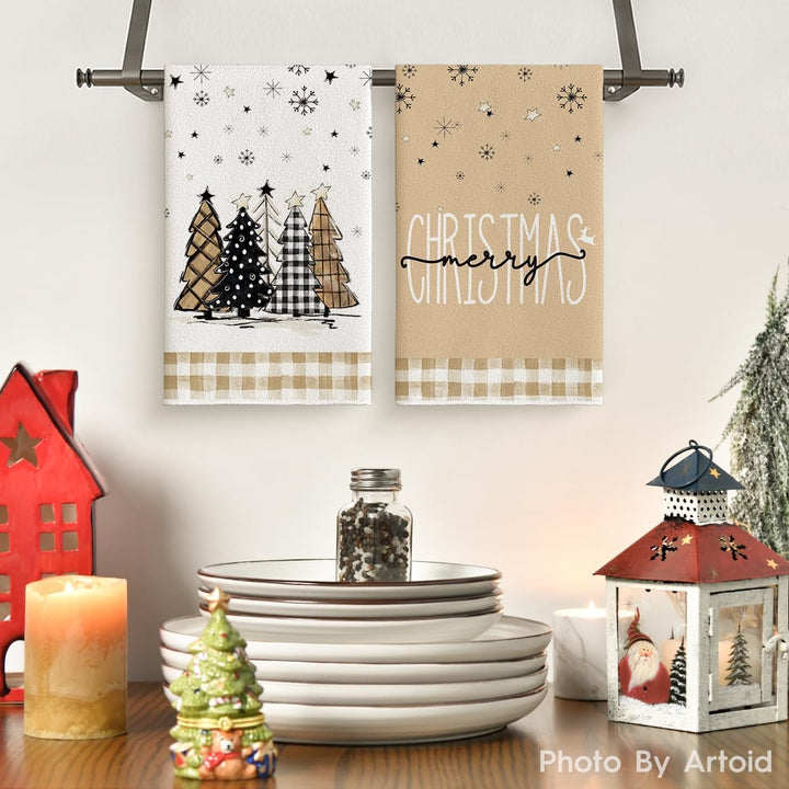 Artoid Mode Red Black Buffalo Plaid Snowman, Set of 4