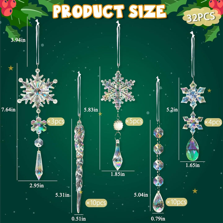 18pcs Christmas Tree Decoration Crystal Ornaments