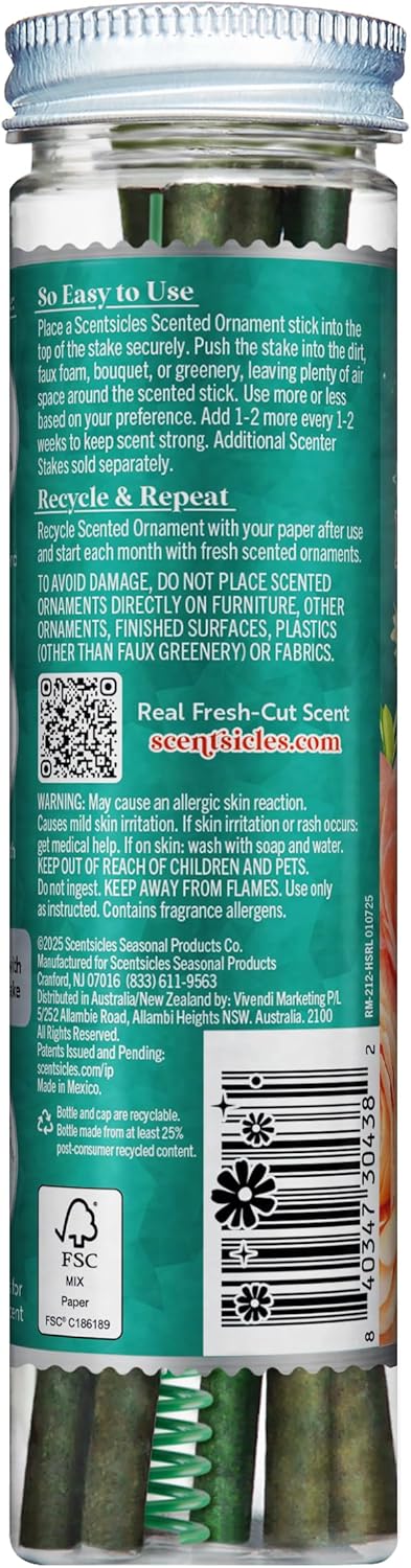 Scentsicles White Winter Fir Scented Christmas Tree Ornaments - 2 Bottles (12 Sticks Total)