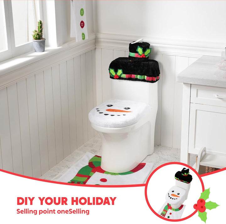 5 Pieces Christmas Theme Bathroom Decoration