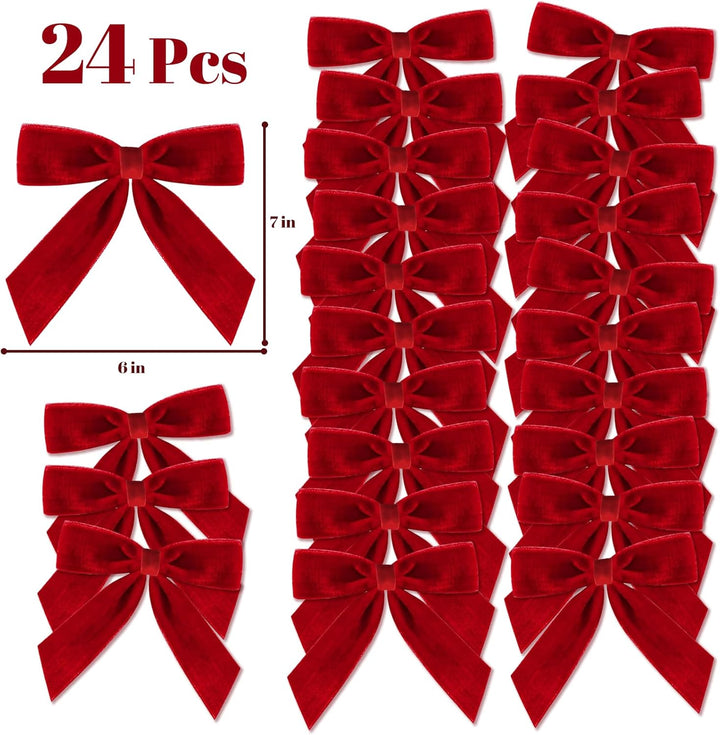 Christmas Decorations - Christmas Bows - 24 Pcs