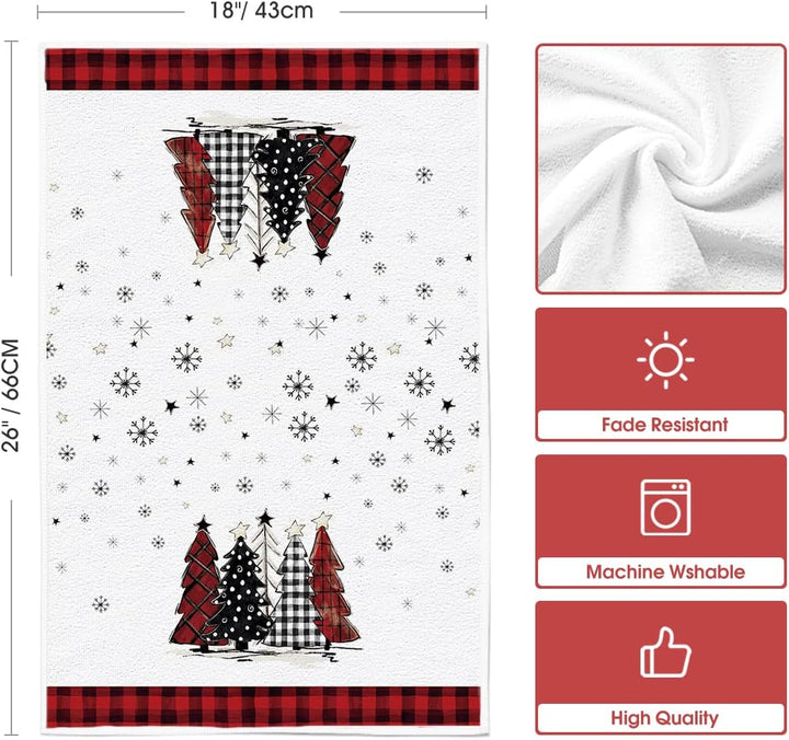 Artoid Mode Red Black Buffalo Plaid Snowman, Set of 4