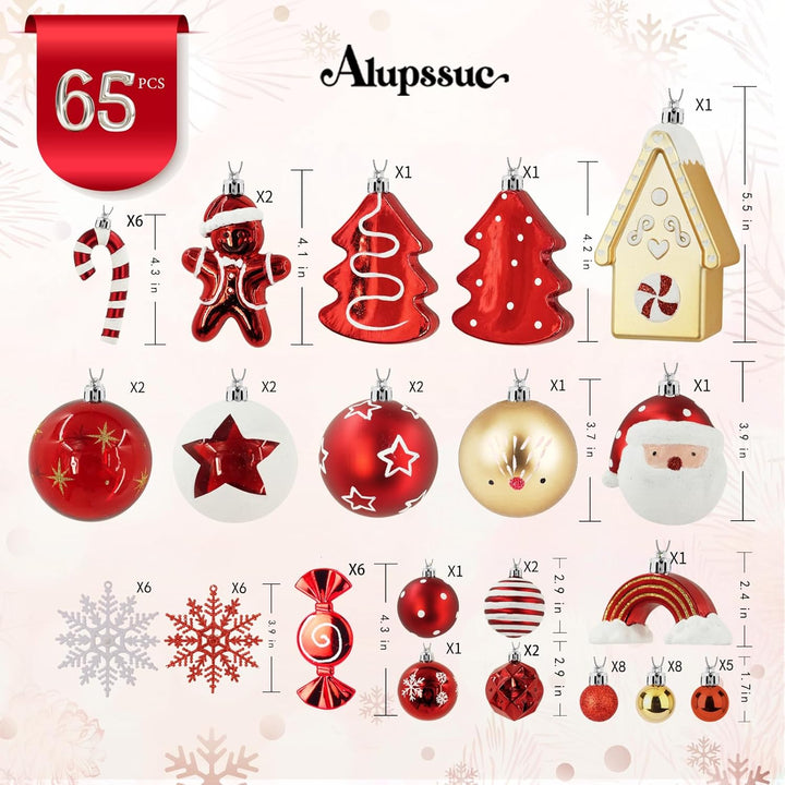 65pcs Christmas Balls Ornaments Set