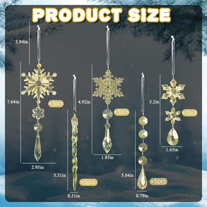 18pcs Crystal Christmas Ornaments