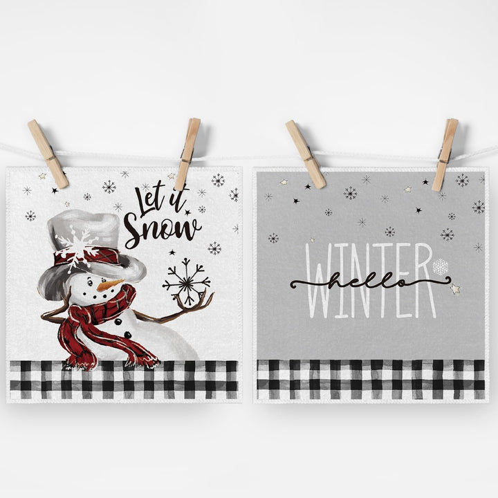 Artoid Mode Red Black Buffalo Plaid Snowman, Set of 4